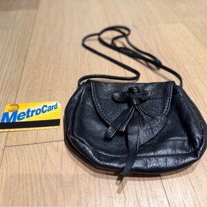 Elegant Black Rose Leather Crossbody Bag